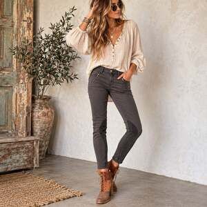 Pilcro Anthropologie Picardy Jodhpur Riding Pants Gray Velvet Trim Size 4